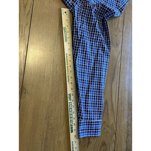 Bugatchi Uomo Shirt Men's Large Blue Checkered Flip Cuff Design Preppy‎ Formal - Picture 5 of 15